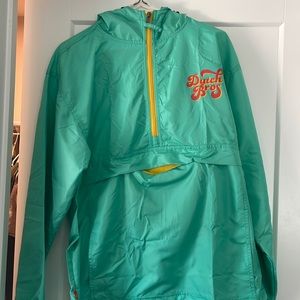 Medium Unisex Dutch Bros Green/Teal Windbreaker w/ front pocket